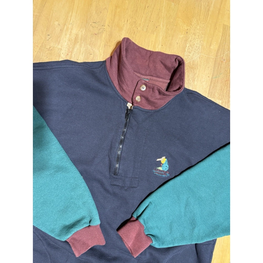 Vintage 90s Cross Creek Lakeview Country Club Golf Sweatshirt XL USA Colorblock